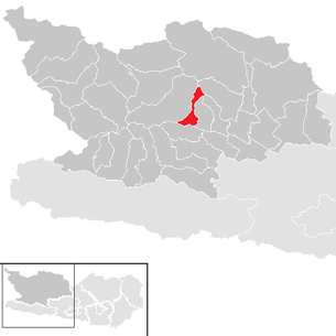 Lage der Gemeinde Mühldorf (Kärnten) im Bezirk Spittal an der Drau (anklickbare Karte)