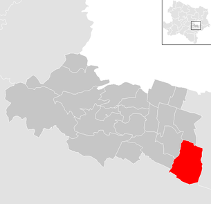 Lage der Gemeinde Münchendorf im Bezirk Mödling (anklickbare Karte)