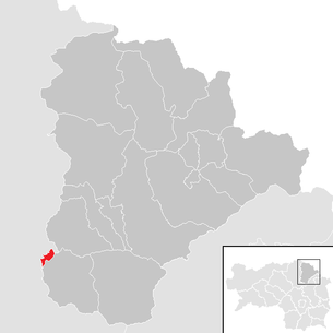 Lage der Gemeinde Mürzhofen im Bezirk Mürzzuschlag (anklickbare Karte)