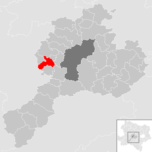 Lage der Gemeinde Markersdorf-Haindorf im Bezirk Sankt Pölten-Land (anklickbare Karte)