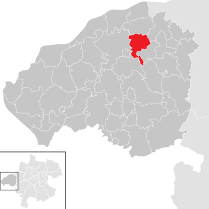Lage der Gemeinde Moosbach (Oberösterreich) im Bezirk Braunau am Inn (anklickbare Karte)