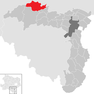 Lage der Gemeinde Muggendorf (Niederösterreich) im Bezirk Wiener Neustadt-Land (anklickbare Karte)