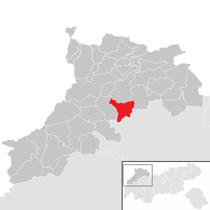 Lage der Gemeinde Namlos im Bezirk Reutte (anklickbare Karte)