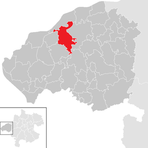 Lage der Gemeinde Neukirchen an der Enknach im Bezirk Braunau am Inn (anklickbare Karte)