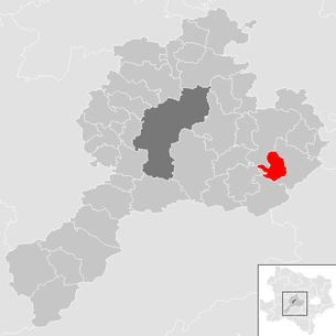 Lage der Gemeinde Neustift-Innermanzing im Bezirk Sankt Pölten-Land (anklickbare Karte)