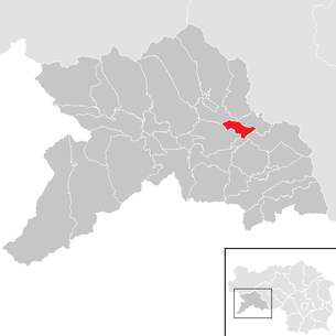 Lage der Gemeinde Niederwölz im Bezirk Murau (anklickbare Karte)