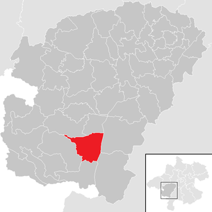Lage der Gemeinde Nußdorf am Attersee im Bezirk  Vöcklabruck (anklickbare Karte)