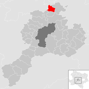 Lage der Gemeinde Nußdorf ob der Traisen im Bezirk Sankt Pölten-Land (anklickbare Karte)