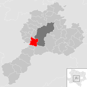 Lage der Gemeinde Ober-Grafendorf im Bezirk Sankt Pölten-Land (anklickbare Karte)