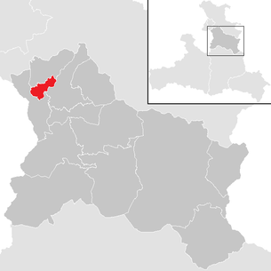 Lage der Gemeinde Oberalm im Bezirk Hallein (anklickbare Karte)