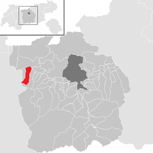 Lage der Gemeinde Oberhofen im Inntal im Bezirk Innsbruck Land (anklickbare Karte)