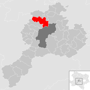 Lage der Gemeinde Obritzberg-Rust im Bezirk Sankt Pölten-Land (anklickbare Karte)