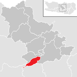 Lage der Gemeinde Ossiach im Bezirk Feldkirchen (anklickbare Karte)