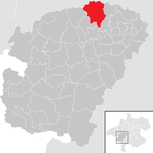 Lage der Gemeinde Ottnang am Hausruck im Bezirk  Vöcklabruck (anklickbare Karte)