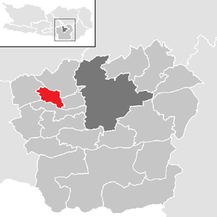 Lage der Gemeinde Pörtschach am Wörther See im Bezirk Klagenfurt-Land (anklickbare Karte)