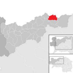 Lage der Gemeinde Palfau im Bezirk Liezen (anklickbare Karte)