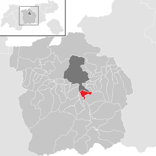 Lage der Gemeinde Patsch (Tirol) im Bezirk Innsbruck Land (anklickbare Karte)