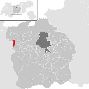 Lage der Gemeinde Pfaffenhofen (Tirol) im Bezirk Innsbruck Land (anklickbare Karte)