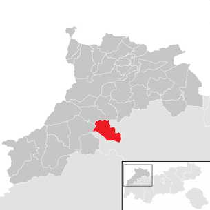 Lage der Gemeinde Pfafflar im Bezirk Reutte (anklickbare Karte)