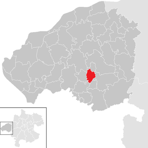 Lage der Gemeinde Pfaffstätt im Bezirk Braunau am Inn (anklickbare Karte)