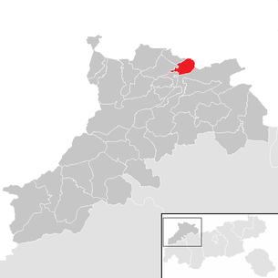 Lage der Gemeinde Pflach im Bezirk Reutte (anklickbare Karte)