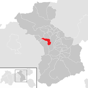 Lage der Gemeinde Pill im Bezirk Schwaz (anklickbare Karte)