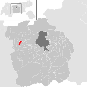 Lage der Gemeinde Polling in Tirol im Bezirk Innsbruck Land (anklickbare Karte)
