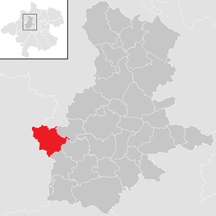 Lage der Gemeinde Pram (Oberösterreich) im Bezirk Grieskirchen (anklickbare Karte)