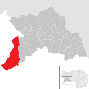 Lage der Gemeinde Predlitz-Turrach im Bezirk Murau (anklickbare Karte)