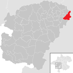 Lage der Gemeinde Rüstorf im Bezirk  Vöcklabruck (anklickbare Karte)