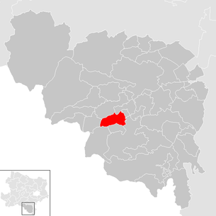 Lage der Gemeinde Raach am Hochgebirge im Bezirk Neunkirchen (anklickbare Karte)