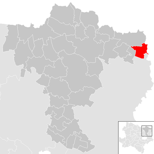 Lage der Gemeinde Rabensburg im Bezirk Mistelbach (anklickbare Karte)
