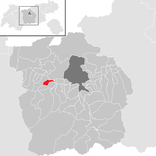 Lage der Gemeinde Ranggen im Bezirk Innsbruck Land (anklickbare Karte)