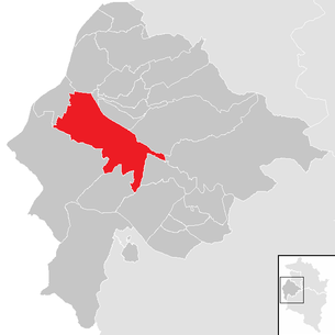 Lage der Gemeinde Rankweil im Bezirk Feldkirch (anklickbare Karte)