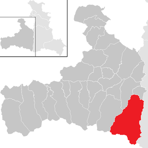 Lage der Gemeinde Rauris im Bezirk Zell am See (anklickbare Karte)