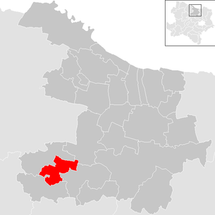 Lage der Gemeinde Ravelsbach im Bezirk Hollabrunn (anklickbare Karte)