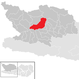 Lage der Gemeinde Reißeck (Gemeinde) im Bezirk Spittal an der Drau (anklickbare Karte)