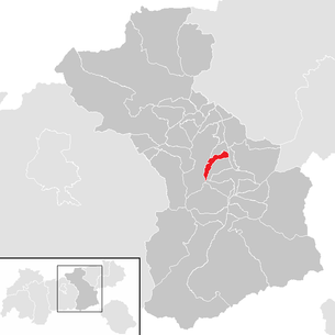 Lage der Gemeinde Ried im Zillertal im Bezirk Schwaz (anklickbare Karte)