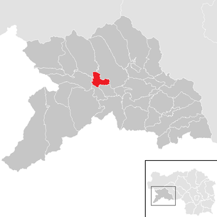 Lage der Gemeinde Rinegg im Bezirk Murau (anklickbare Karte)