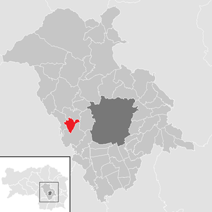 Lage der Gemeinde Rohrbach-Steinberg im Bezirk Graz-Umgebung (anklickbare Karte)