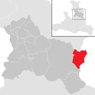 Lage der Gemeinde Rußbach am Paß Gschütt im Bezirk Hallein (anklickbare Karte)
