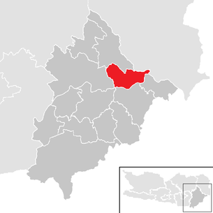 Lage der Gemeinde Ruden (Kärnten) im Bezirk Völkermarkt (anklickbare Karte)
