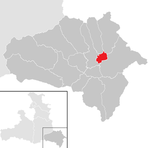Lage der Gemeinde Sankt Andrä im Lungau im Bezirk Hallein (anklickbare Karte)