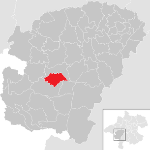 Lage der Gemeinde Sankt Georgen im Attergau im Bezirk  Vöcklabruck (anklickbare Karte)