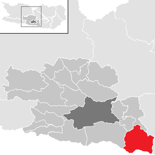 Lage der Gemeinde Sankt Jakob im Rosental im Bezirk Villach-Land (anklickbare Karte)