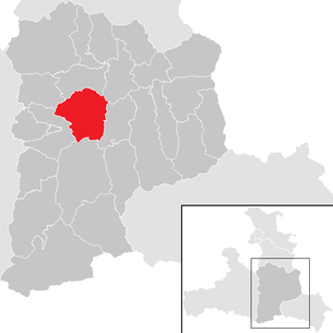 Lage der Gemeinde Sankt Johann im Pongau im Bezirk St. Johann im Pongau (anklickbare Karte)