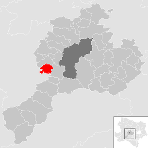 Lage der Gemeinde St. Margarethen an der Sierning im Bezirk Sankt Pölten-Land (anklickbare Karte)