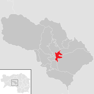 Lage der Gemeinde Sankt Margarethen bei Knittelfeld im Bezirk Knittelfeld (anklickbare Karte)