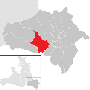 Lage der Gemeinde Sankt Michael im Lungau im Bezirk Hallein (anklickbare Karte)