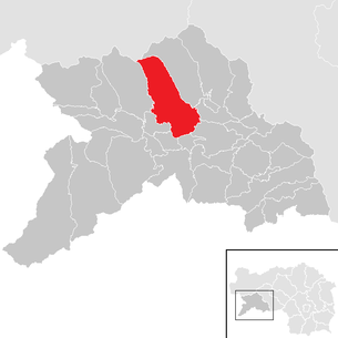 Lage der Gemeinde St. Peter am Kammersberg im Bezirk Murau (anklickbare Karte)